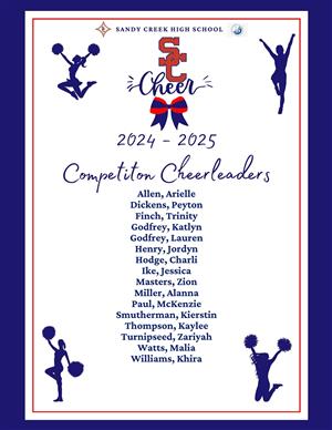 Congratulations to the new members of the Sandy Creek Varsity, JV, and Competition Cheer teams! 